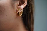 Gold Round Twist Earrings