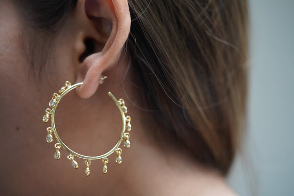 Shimmering Crystal Hoops