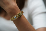 Studded Evil Eye Charm Belt Bracelet