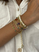 Pastel Stones & Pearl Wrap Bracelet