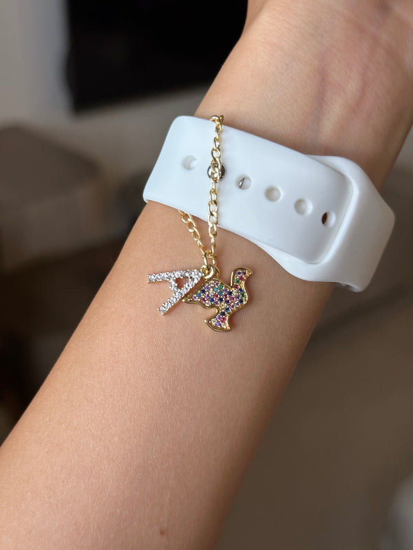 Wild Birds Fly Watch Charm with Initials