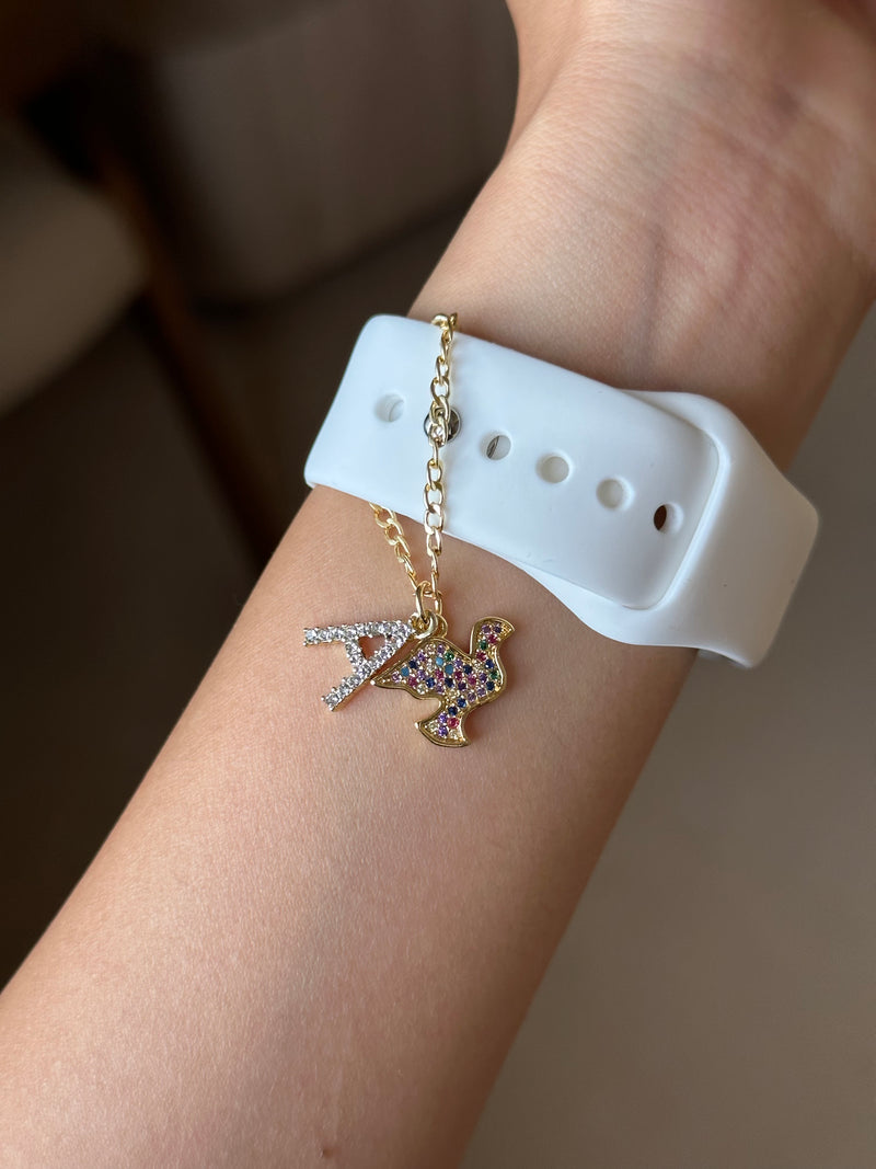 Wild Birds Fly Watch Charm with Initials