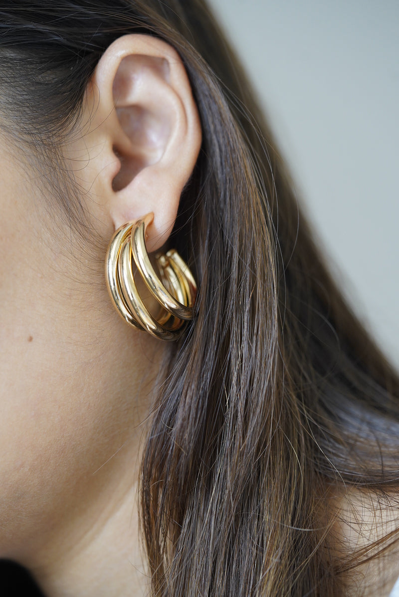 Gold Triple Hoops