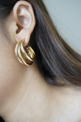 Gold Triple Hoops