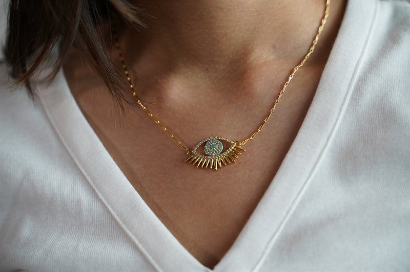 Statement Gold Evil Eye Necklace