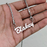 Personalized Name necklace for men with stainless steel rope chain