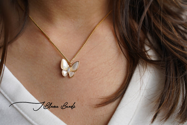 Mother of pearl butterfly necklace