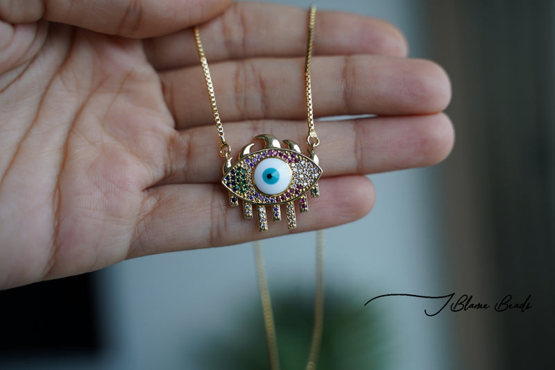 Evil eye multi stone necklace