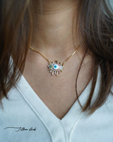 Evil eye multi stone necklace