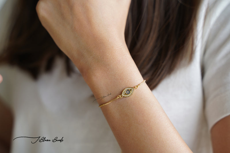 Gold Studded Evil Eye Bracelet