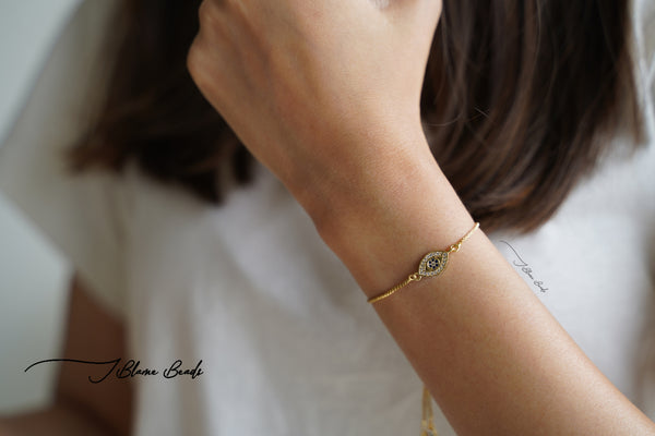 Gold Studded Evil Eye Bracelet