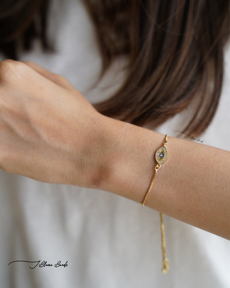 Gold Studded Evil Eye Bracelet