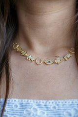 Dainty evil eye choker necklace