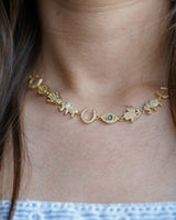 Dainty evil eye choker necklace