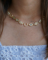 Dainty evil eye choker necklace