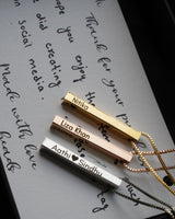 Customised Cuboid Bar Name Necklace