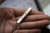 Customised Cuboid Bar Name Necklace