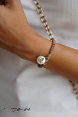 Mother of pearl initial bracelet