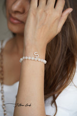 Moon stone initial bracelet