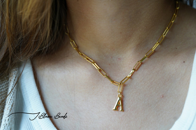 Initial link chain necklace