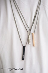 Personalized Cuboid Bar Necklace Men