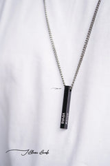 Personalized Cuboid Bar Necklace Men