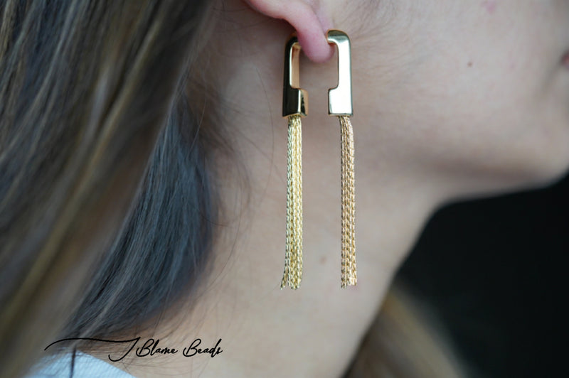 Double Sided Gold Tassel Earrings